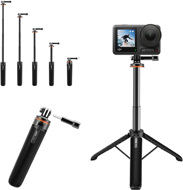 오즈모 액션 6 5 4 삼각대 셀카봉 투인원 4단 쇼티, 단품, 1개
