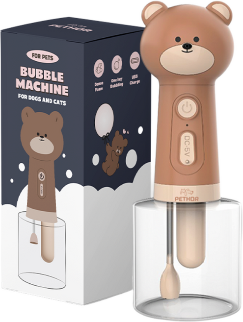 페토르 방수 강아지 고양이 목욕 곰돌이 자동거품기, 1개
