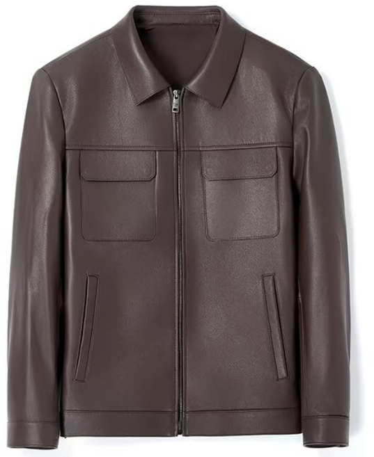 새로운 진짜 가죽 재킷 염소 가죽 라펠 고급 코트 양가죽 남성 봄가을 심플