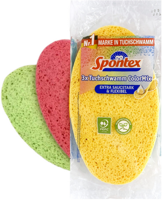 스폰텍스 프랑스 셀룰로오스 원형 수세미 주방 스펀지 컬러믹스 3개