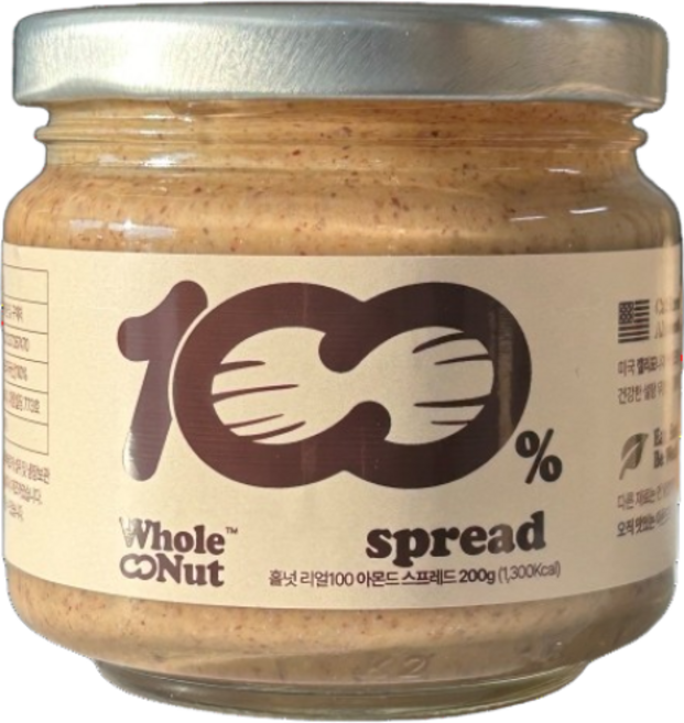 홀넛 리얼100 아몬드 버터 아몬드 스프레드 무가당 100%, 1개, 200g