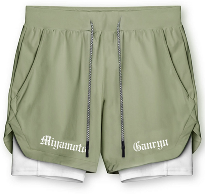 미야모토 간류 남성 투인원 레깅스 반바지 스쿼트 팬츠