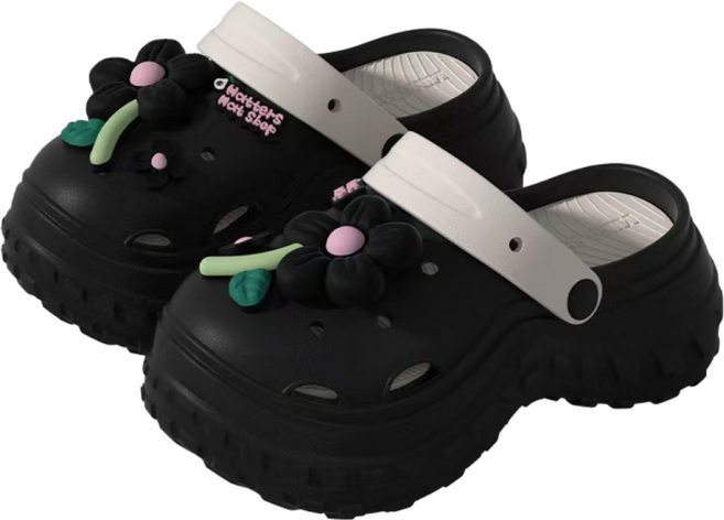 SELEAD 여성 키높이 8cm 통굽 경량 EVA 쿠션 샌들 슬리퍼 발이 편한 다용도 사계절 실내화 꽃송이 아쿠아 물놀이 슈즈