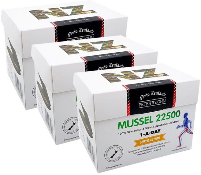 뉴질랜드 생초록입홍합 오일 피터앤존 초록잎홍합 22500mg 600캡슐, 200정