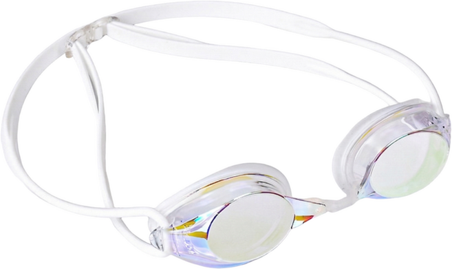 [0.1초단축] 클리어뷰 안티포그 180도뷰 팬텀 레이싱 수경 미러 물안경, 1개, 화이트