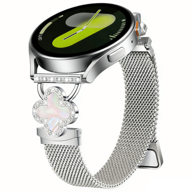 갤럭시워치 호환 슬림 메탈 밀레니즈 마그네틱 여성 스트랩, 실버