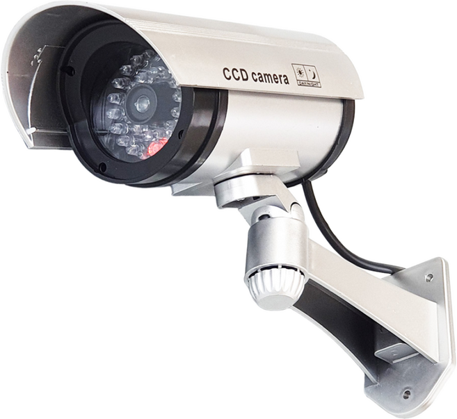 모형 적외선 스텐다드 CCTV (건전지포함) 실내외겸용 가짜 방범 감시카메라, 실버, 1개