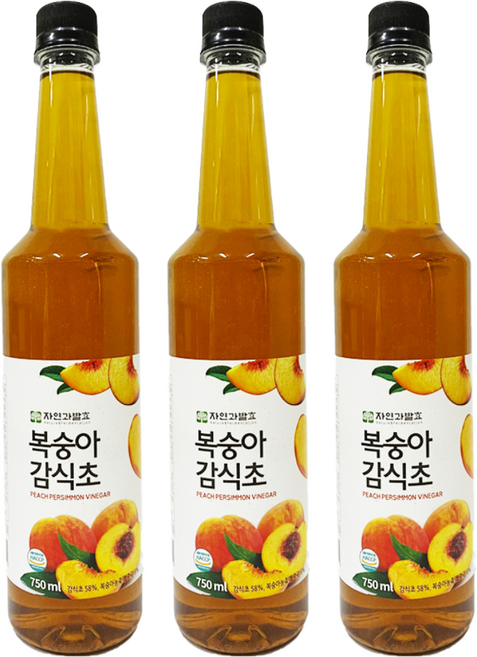 자연과발효 3년숙성 자연발효 복숭아3병 감식초 750ml, 3개