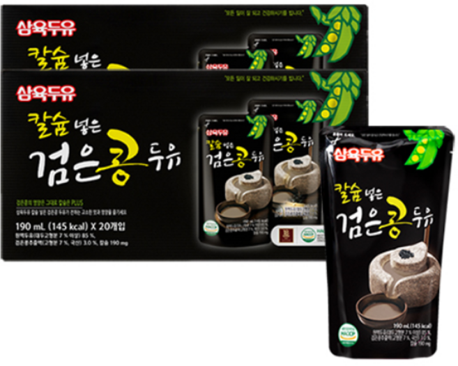 삼육두유 칼슘 넣은 검은콩 두유 파우치, 190ml, 40개