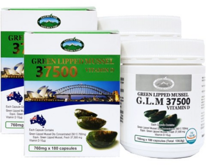 네이쳐스탑 뉴질랜드 초록입홍합 37500 비타민D 초록잎 그린머슬 관절튼튼 리프리놀, 180정, 2개