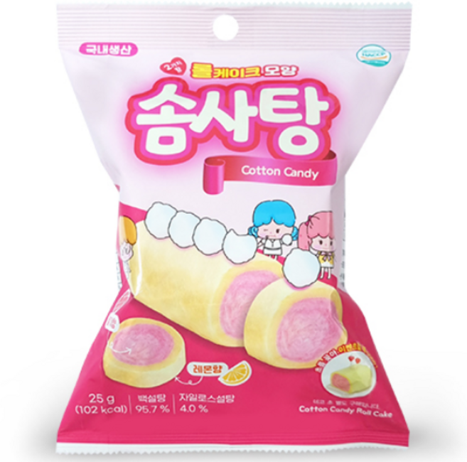 롤케이크모양솜사탕, 1개, 25g