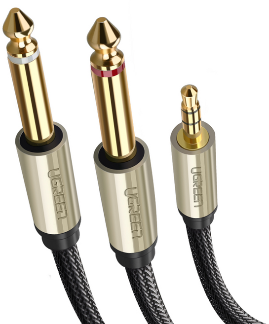 유그린 3.5mm to 2 5.5 6.5 오디오 케이블 AV126, 1m, 1개