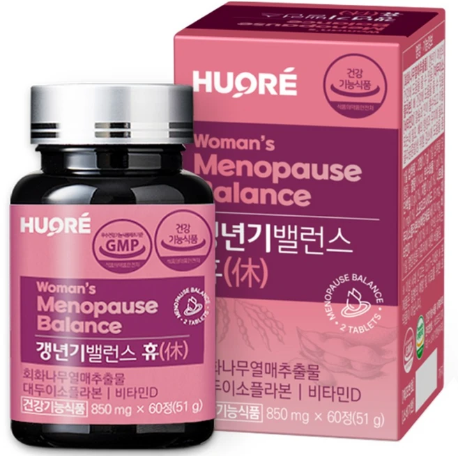 여성 갱년기 밸런스 휴 대두 이소플라본 회화나무 열매추출물 비타민D 영양제, 1개, 60정 - 쿠팡