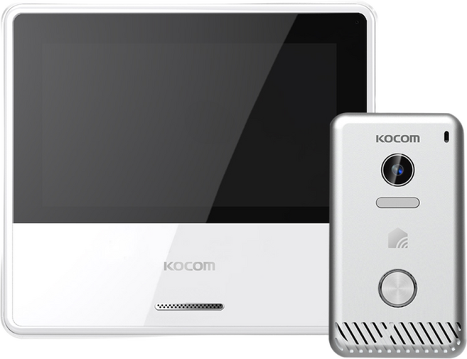코콤 IOT 7인치 비디오폰 KCV-X701IP+현관카메라 KC-S81MIP 세트 화이트