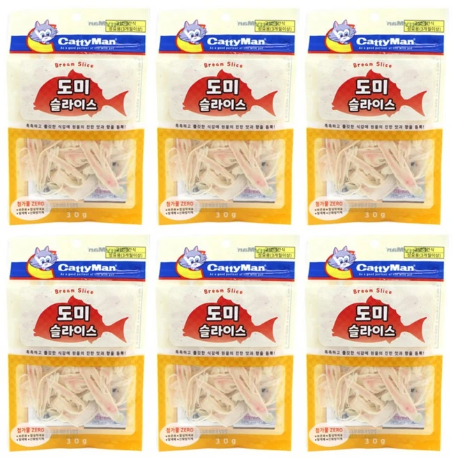 캐티맨 고양이 슬라이스 간식, 도미맛, 30g, 6개 - 쿠팡