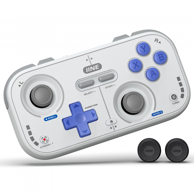 이이네 레트로 포켓 게임 컨트롤러 닌텐도 스위치 컨트롤러 홀 센서 조이스틱 Switch/PC/iOS/Android/차량 호환 게임 패드, 그레이+블루, 1개, L1031