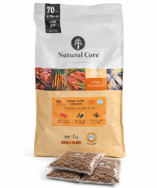 네추럴코어 유기농 70% 연어 애견사료 7kg(500gx14팩), 14개, 가수분해연어, 500g
