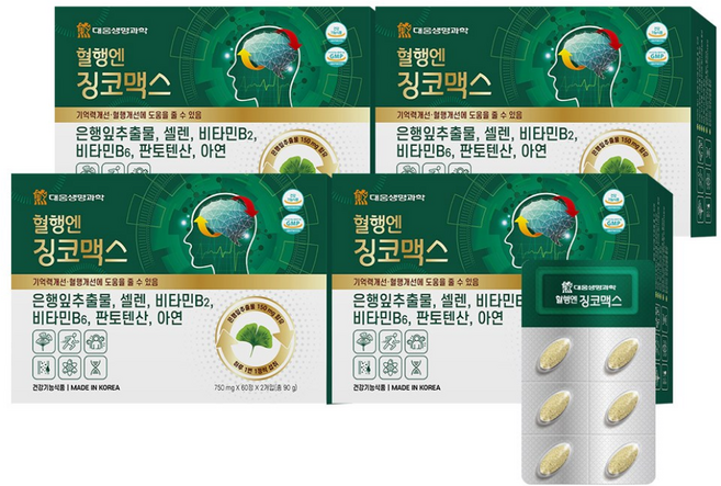 대웅생명과학 혈행엔 징코맥스, 120정, 4개