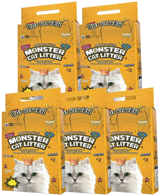 푸르미 응고형 몬스터캣리터 두부 고양이 모래, 8L, 5개, 오리지널 - 쿠팡