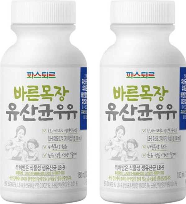 파스퇴르 바른목장 유산균우유 180ml, 28개