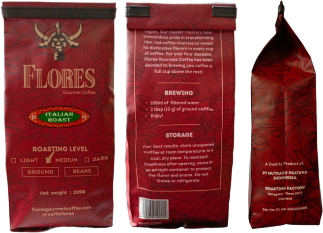 indonesia bean 인도네시아 플로레스 이탈리안 로스트 원두 커피 225G, 1개, 홀빈(분쇄안함)