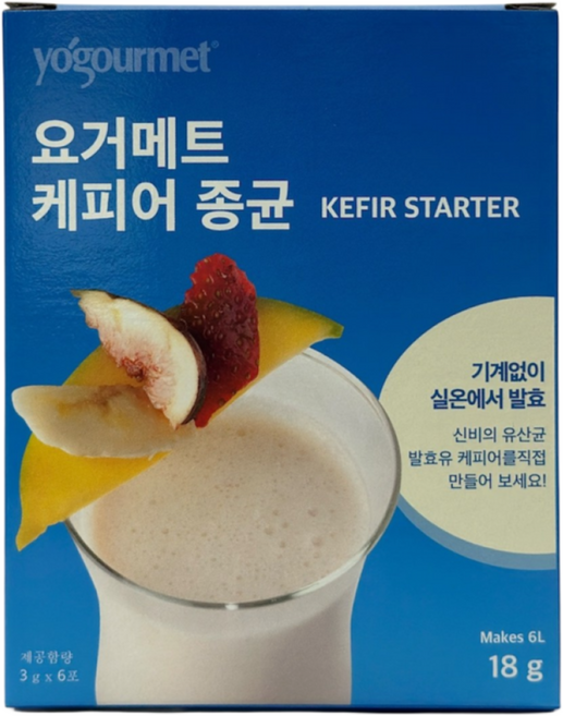 집에서 만드는 요거매트 프리즈-드라이드 케피어 스타터 3G*6포 제조기필요없는 상온발효, 1박스