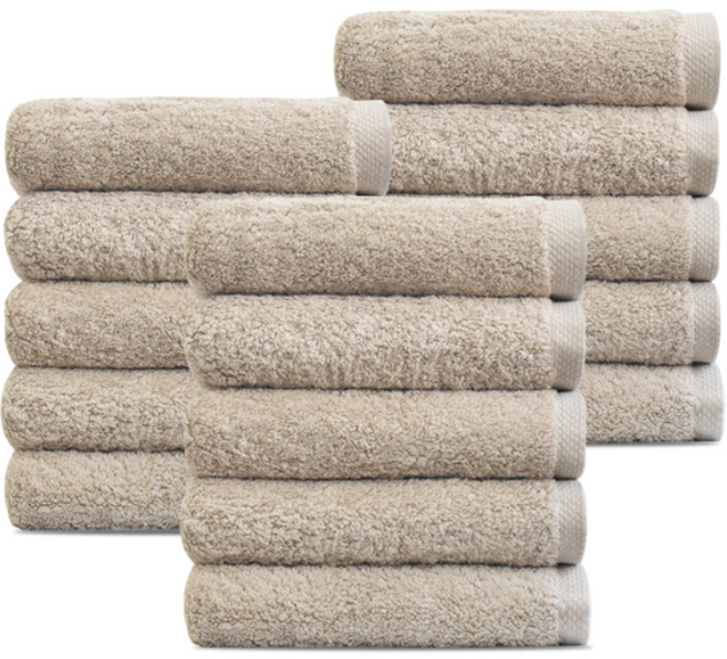 [주주] 흡수력좋은 40수 도톰한 200g 무형광 호텔수건, 베이지, 15개