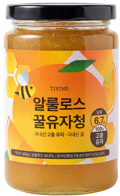 티바인 알룰로스 꿀유자청, 1개, 1개입, 450g