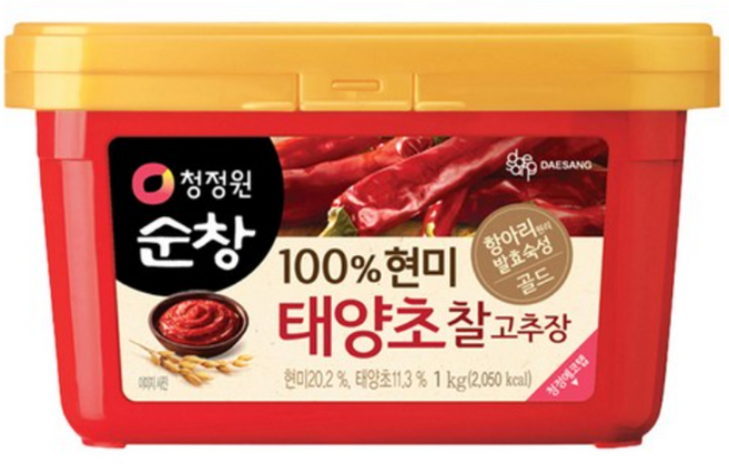 청정원순창 % 현미 태양초 찰고추장, 1kg, 12개