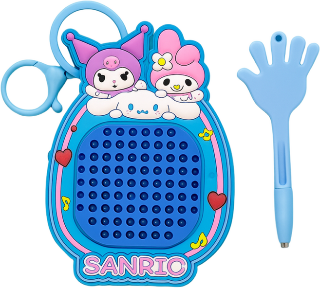 펫더월드 산리오 자석 푸쉬팝 드로잉보드 키링, 쿠로미+시나모롤+마이멜로디(블루), 1개