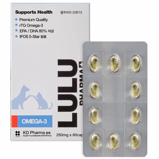 룰루파마 반려동물 영양제, 60정, 오메가3, 1개 - 쿠팡