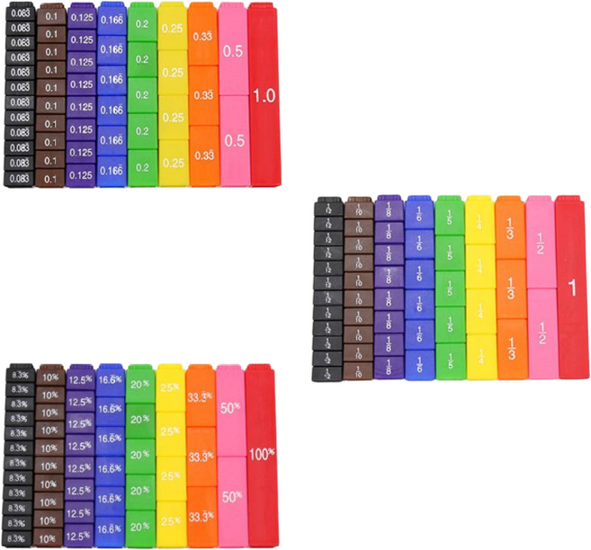 초등 분수막대 소수 퍼센트 방과후 수학교구 블록 엄마표 덧셈 뺄셈, 1개, 점수 모자이크 삽입 51pc