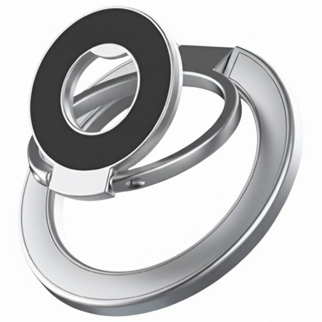 퀄스 슬림 맥세이프 3단 그립 스마트톡 양면자석, 1개, 티탄 실버