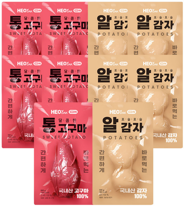 허닭ON 바로먹는 실온 통고구마&알감자 2종 혼합, 10개, 100g