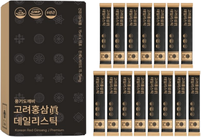 고려홍삼진 6년근 데일리스틱(진세노사이드 무려 15.75mg), 15ml, 600개