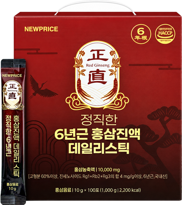4위 - 뉴프라이스 정직한 6년근 홍삼진액 데일리스틱, 100회분, 1개