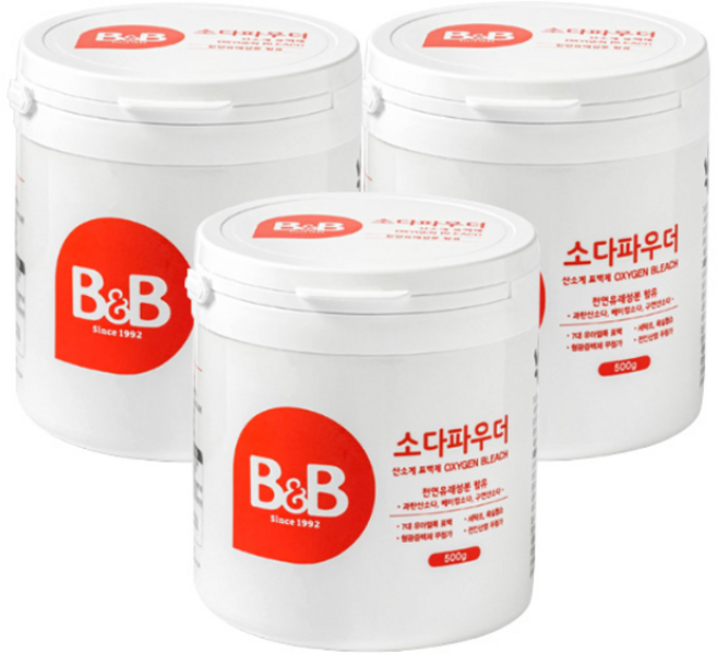 비앤비 유아용 소다 파우더 표백제, 500g, 3개