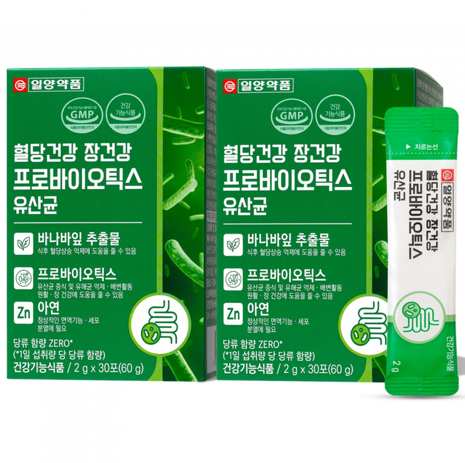 일양약품 혈당건강 장건강 프로바이오틱스 유산균, 2개, 60g