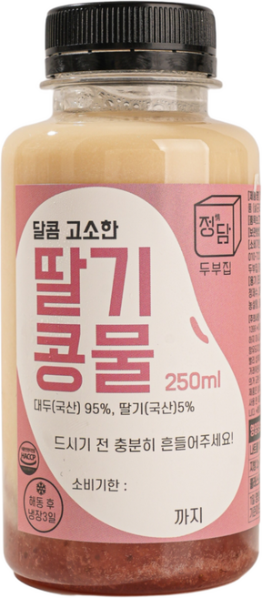 [정담두부집] HACCP 100%국산콩 딸기콩물 (냉동), 5개, 250ml