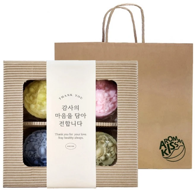 아로마키스 핸드메이드 아로마비누 엔틱 선물세트, 80g, 4개입 - 쿠팡