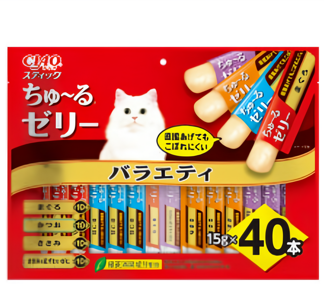 이나바 챠오스틱 버라이어티 고양이간식, 40개, TSC-136 믹스, 15g