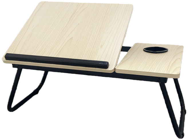 노제 접이식 다용도 미니 테이블 노트북 베드 테이블 컵홀더 포함, 흰색