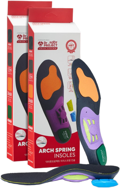 족저근막 발바닥 통증 인솔닥터풋프로젝트 아치스프링 인솔 기능성 아치 깔창, 2개