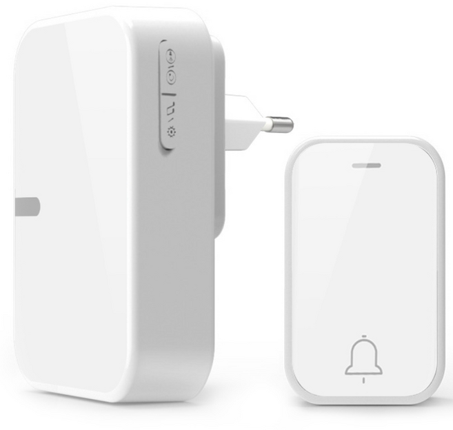 Ditwo 방수 무선 초인종 배터리 없이 자체 구동 도어벨, 흰색, 1개