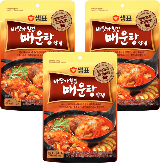 샘표 바닷가횟집 매운탕 찌개양념, 140g, 3개