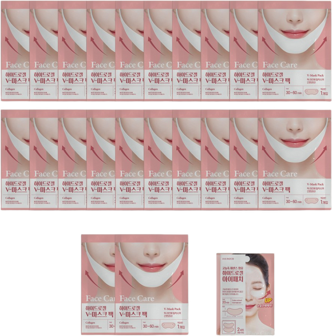 팩미인 하이드로겔 콜라겐 브이라인패치 리프팅 마스크팩 20+2 아이패치 1매 증정, 20개, 1개입