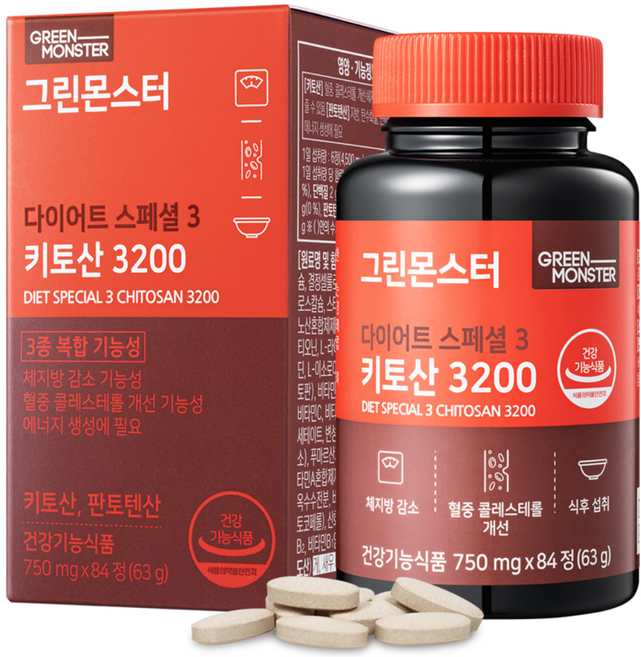 그린몬스터 다이어트 스페셜 3 키토산 3200, 84정, 1개