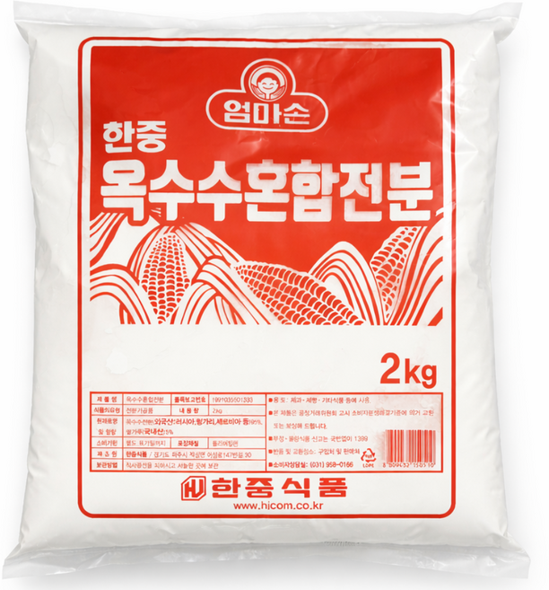 한중 엄마손 옥수수혼합전분, 2개, 2kg