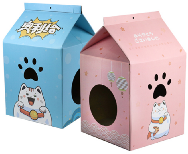 고양이 스크래쳐 숨숨집 우유 하우스 박스 스크레쳐 스크레처, 핑크, 1개