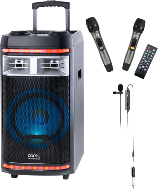 컴스 에이포트 이동식 블루투스 버스킹 앰프 스피커(UHF 듀얼 무선 마이크) CR400P세트 전문가용, CR400PS1